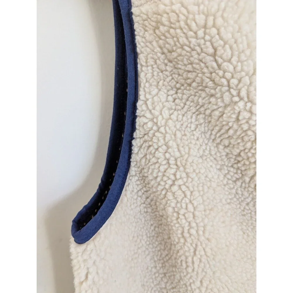 GAP Kids Boys Sherpa Vest Teddy Fleece Beige Blue Pockets XL 12 Hiking Outdoor